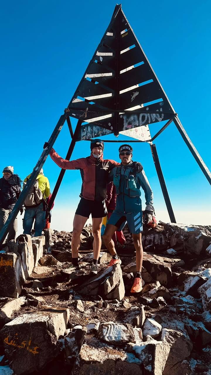Mountain trail beneath Mount Toubkal in Morocco's High Atlas